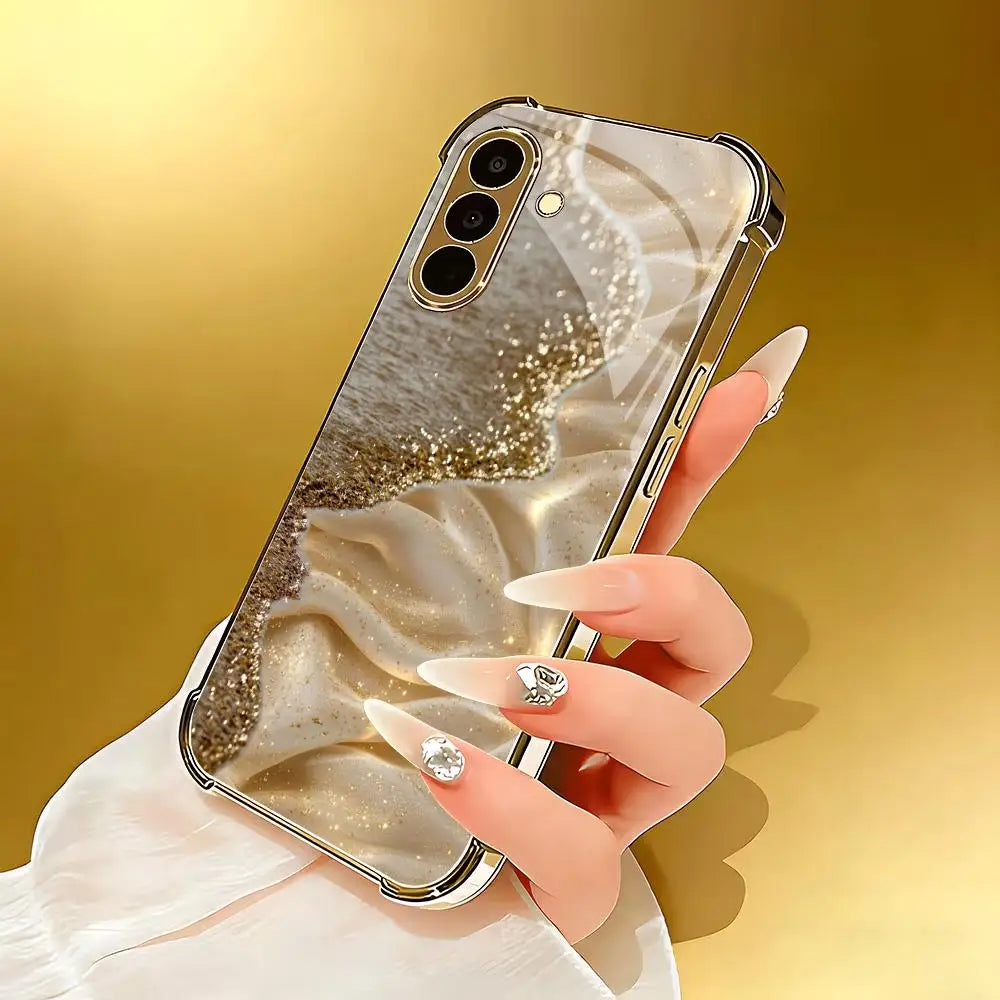 Galvanized glass phone case from the Gold series by Corporación Turística, showcasing a sleek, durable protective cover.
