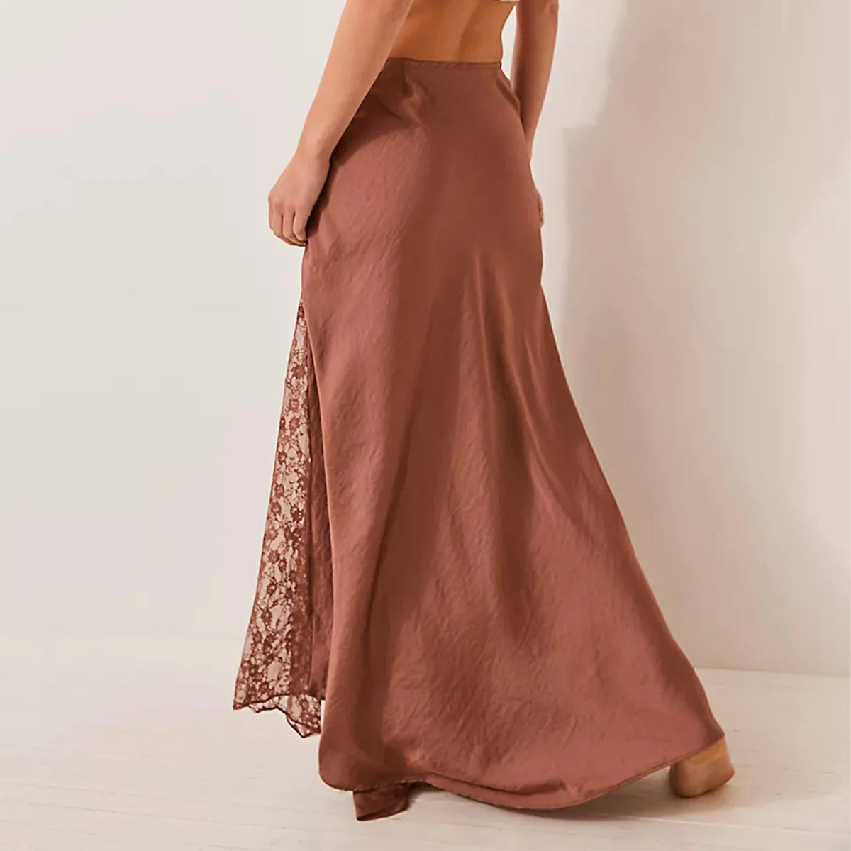 Faldas largas lisas para mujer, faldas elegantes de cintu...