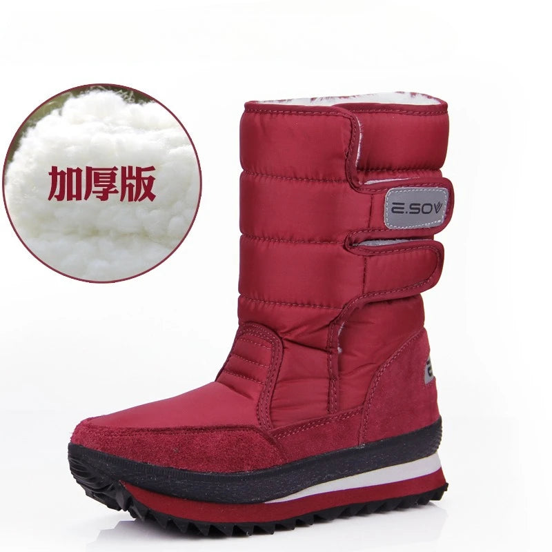 Botas de nieve gruesas de invierno para mujer, botas cáli...