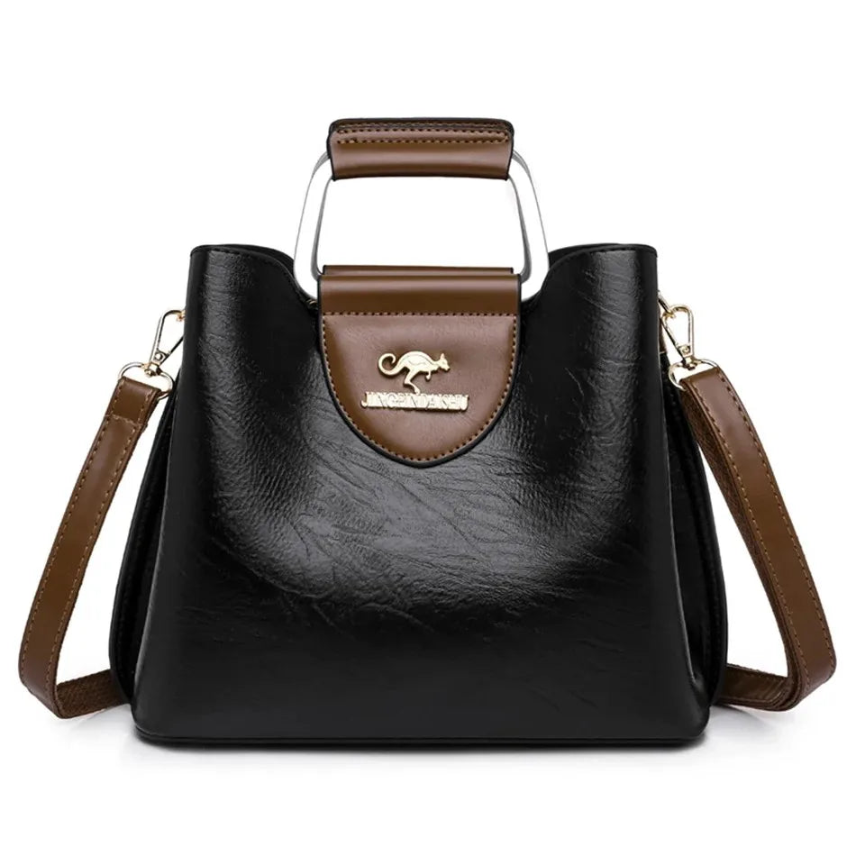 Genuine leather women's clutch bag with sleek design, featuring a smooth surface and elegant structure for versatile occasions.