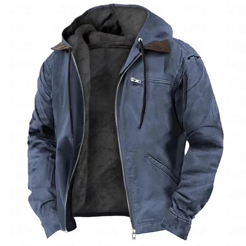 Chaquetas con Capucha Hombre: Abrigo Lana Cálido Cremallera