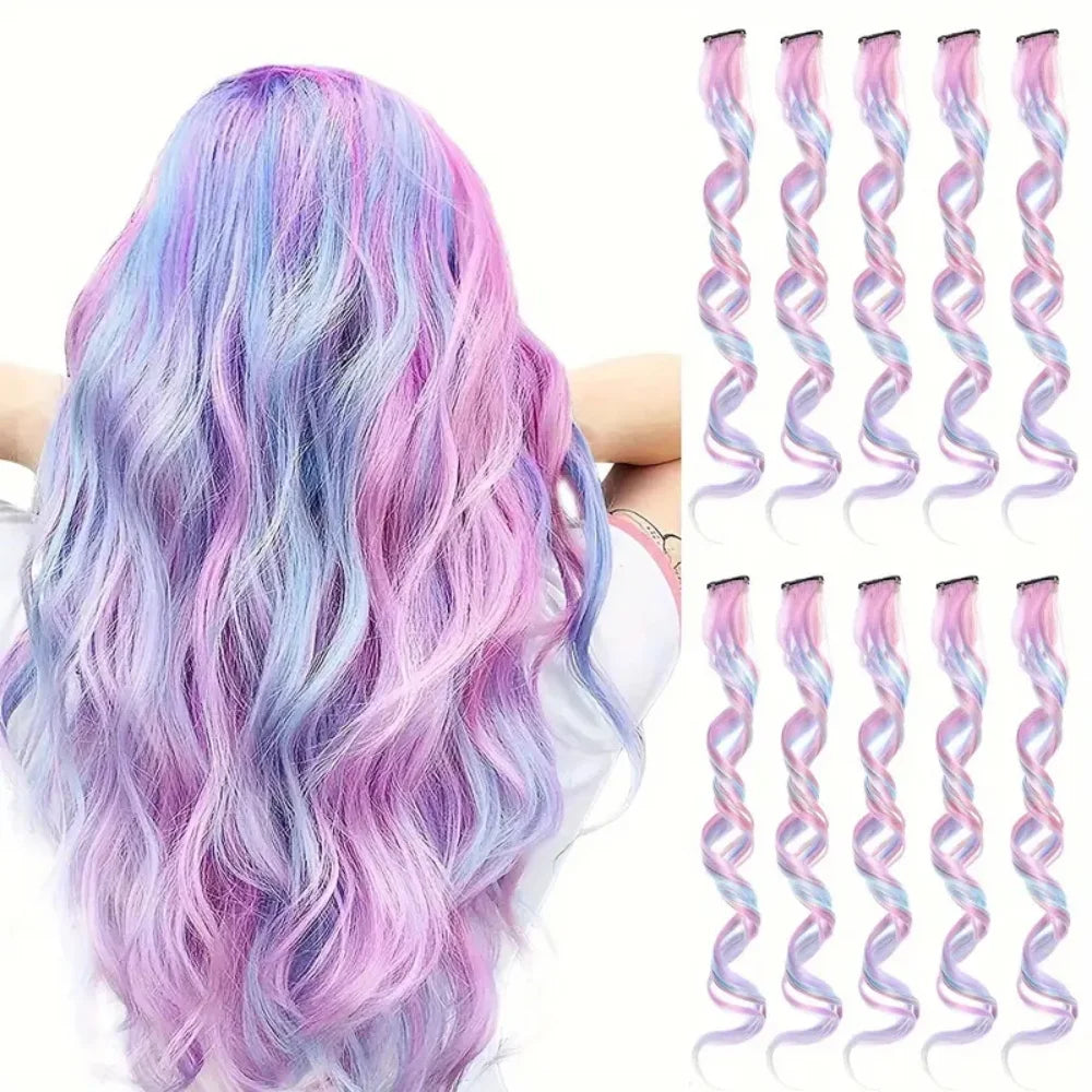 Juego de 3/5/8/10 Uds., extensiones de cabello para mujer...