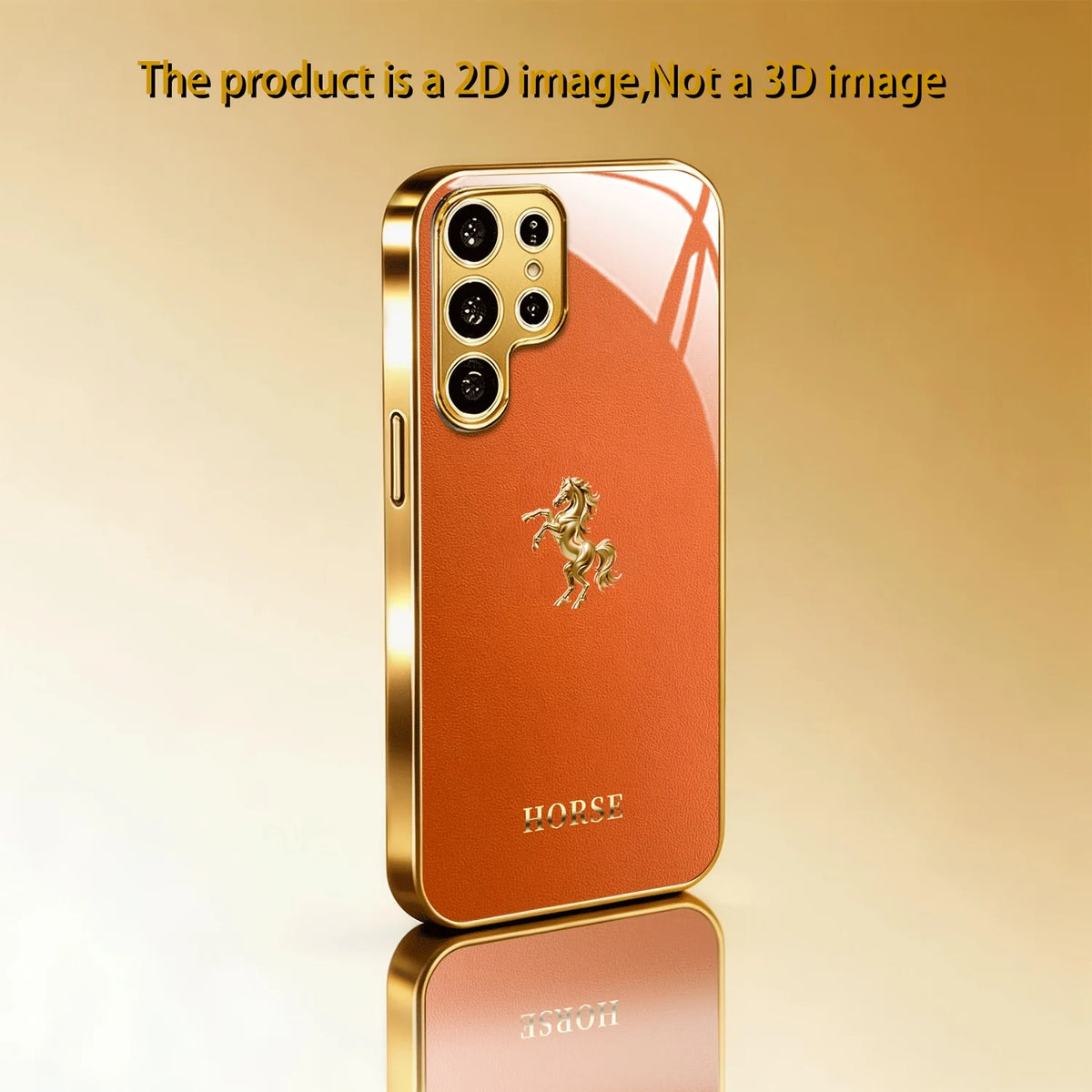 Electroplated glass phone case with gold pattern, designed for smartphones, featuring a stylish and protective cover by Corporación Turística.