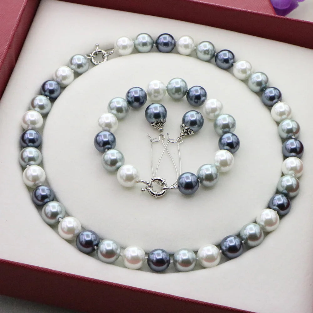 Conjunto de collar y pulsera con cuentas redondas de conc...