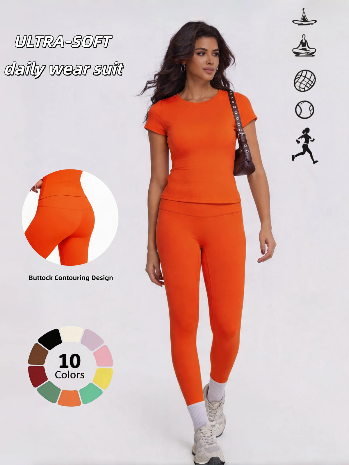 Conjunto Deportivo de 2 Piezas para Mujer, Camiseta de Ma...