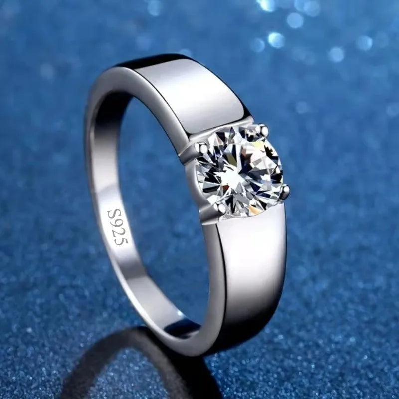 Anillo de Hombre de Plata de Ley 925 con Moissanita D VVS...