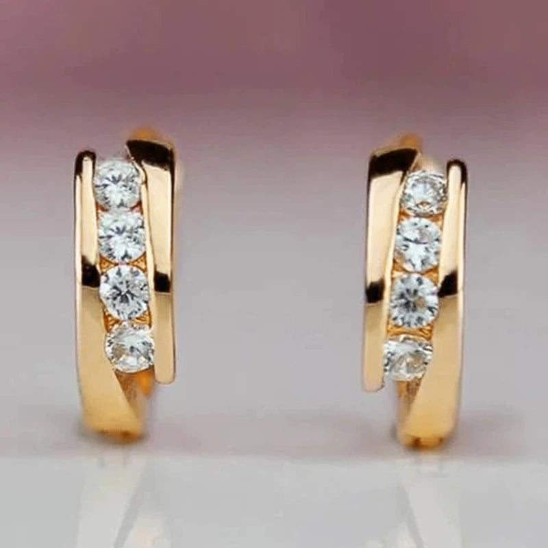 Huitan-pendientes de aro de Color dorado para mujer, aret...