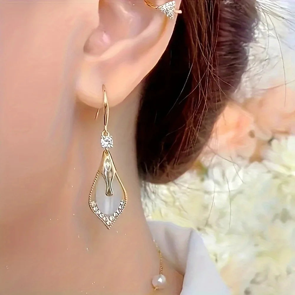 Pendientes colgantes exquisitos de piedra de ojo de gato ...