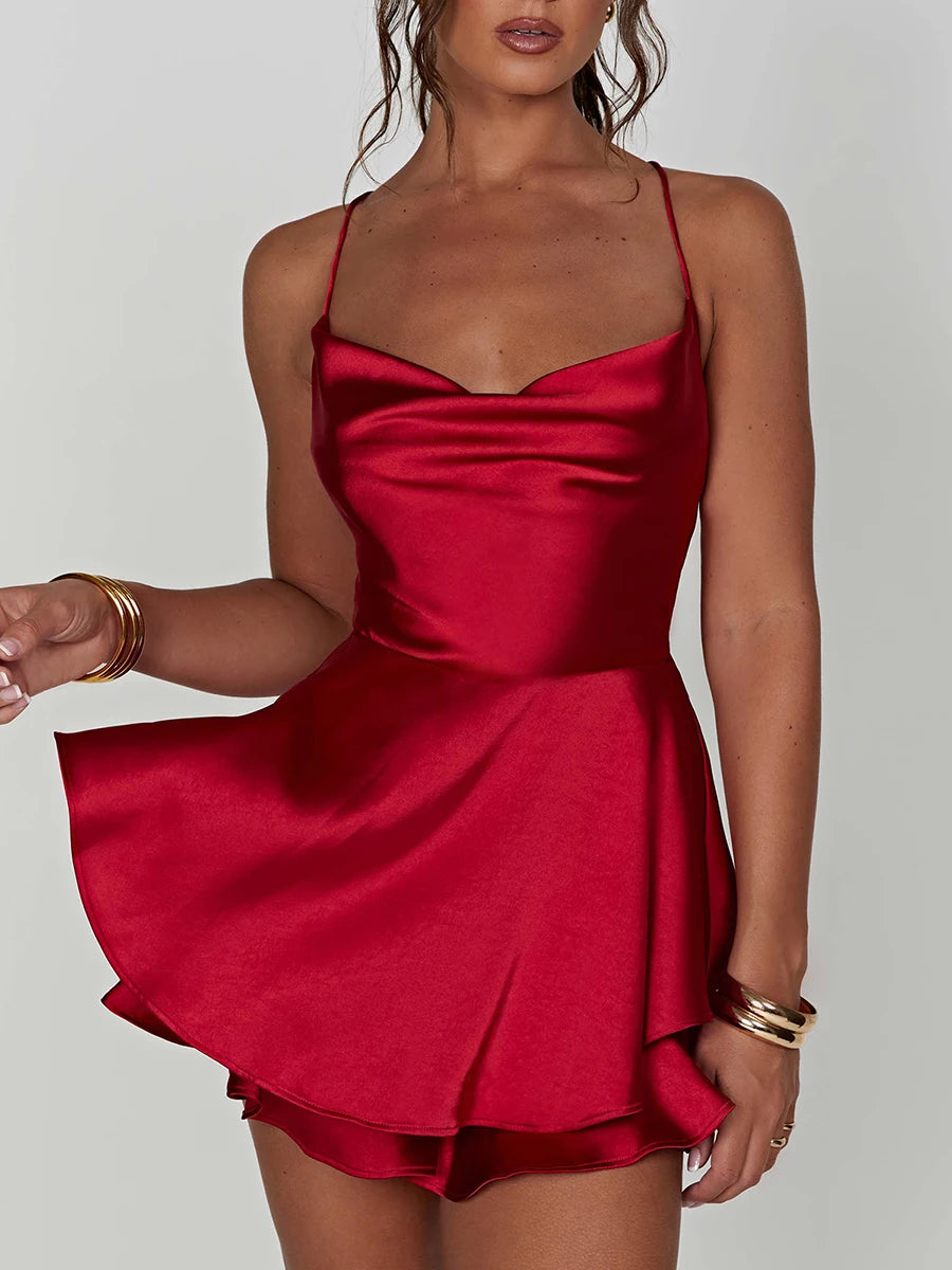 Camisones sexis de seda satinada para mujer, vestido liso...