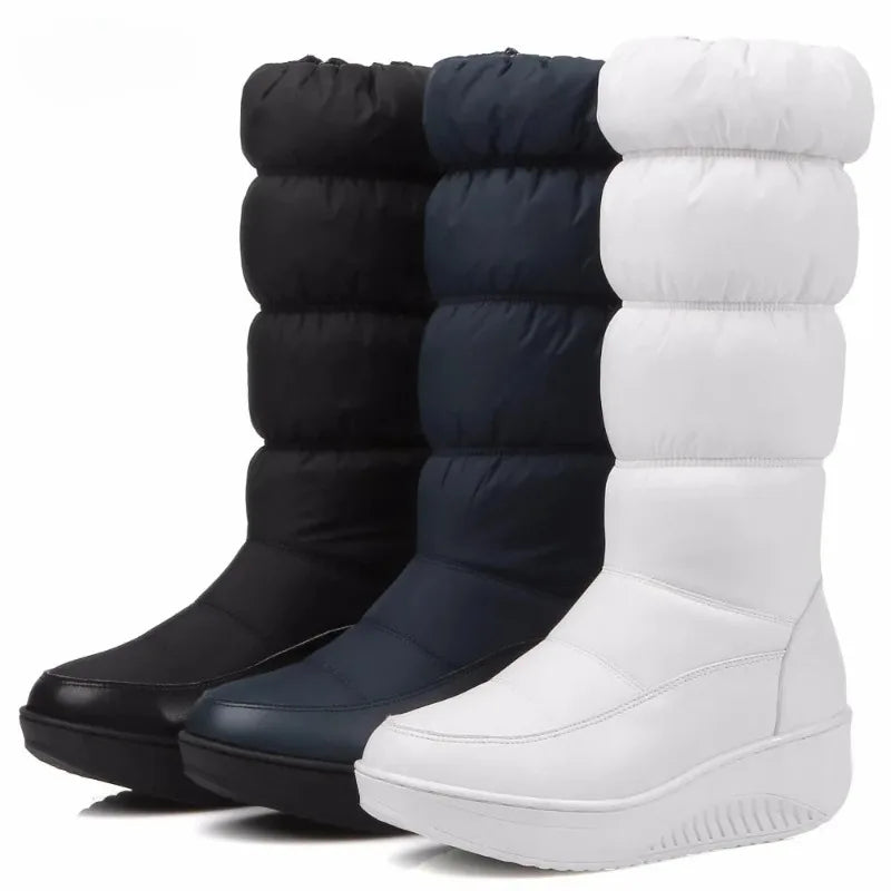 Botas de nieve impermeables para mujer, botas con platafo...