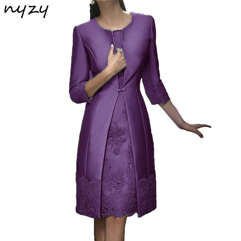 Vestido Encaje Verde Oscuro 2 Piezas Chaqueta Madre Novia Talla Plus