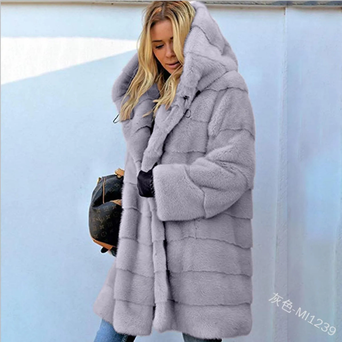 Abrigo cálido de piel sintética para mujer, sudaderas con...