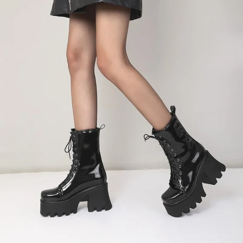 LeShion of Chanmeb, botas góticas Punk para mujer, botas ...