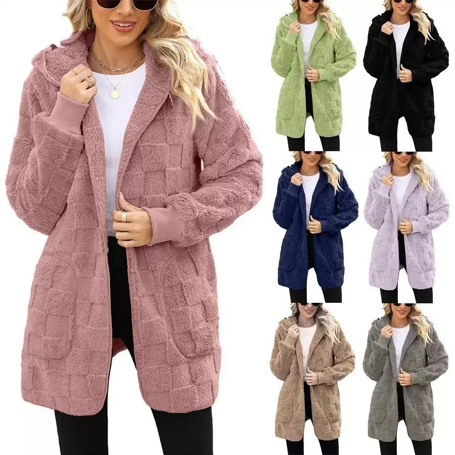 Chaqueta de terciopelo con capucha para mujer, estilo cár...