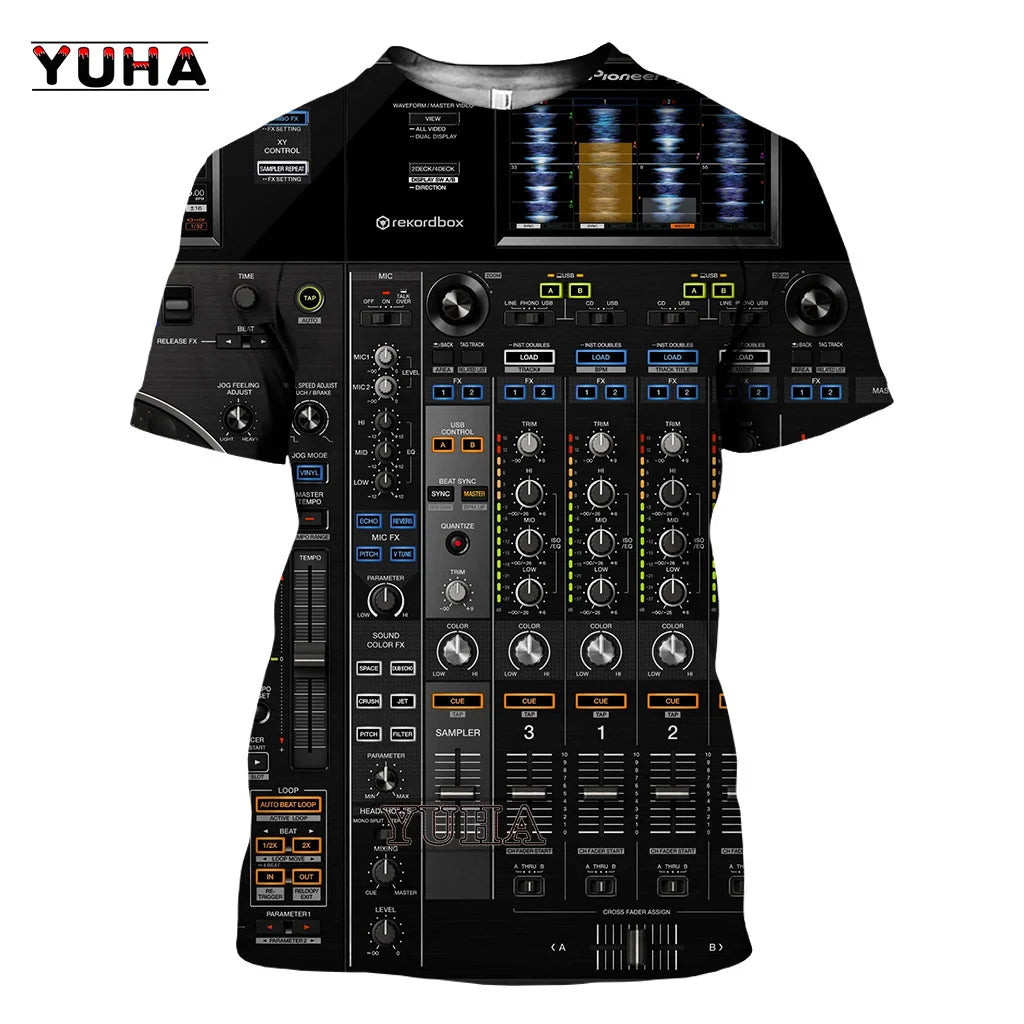 Camiseta Jazz 3D Saxo/Guitarra Hombre Verano Manga Corta Casual