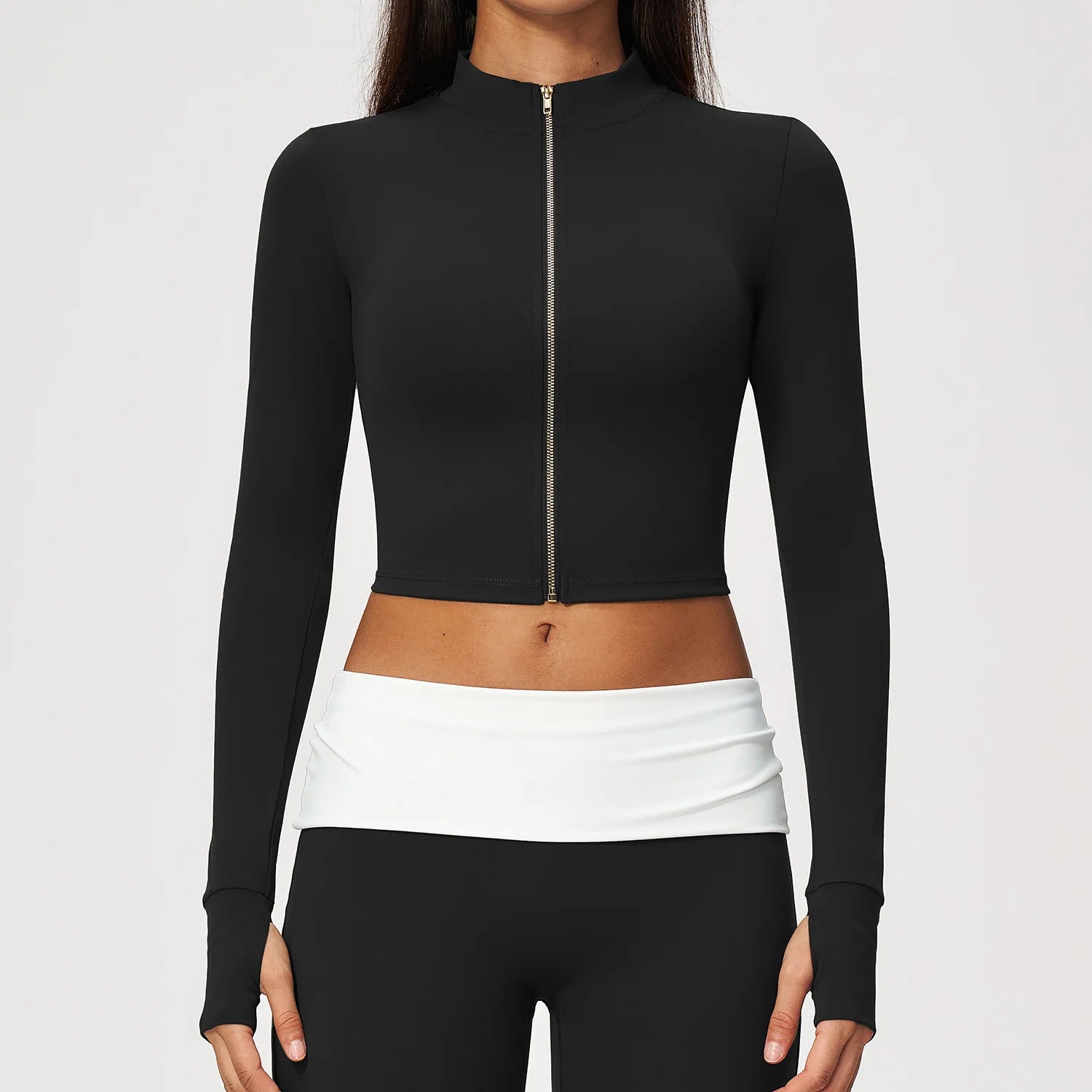 Camiseta Deportiva de Manga Larga para Mujer, con Cierre ...