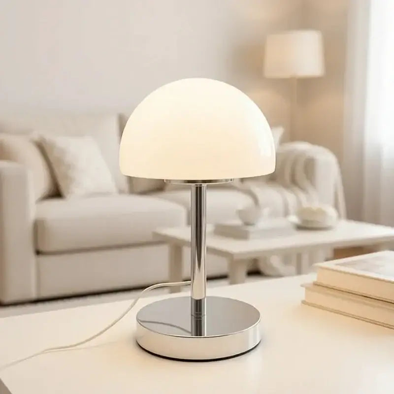 Lámpara de mesa de cristal con cúpula de seta, base de co...