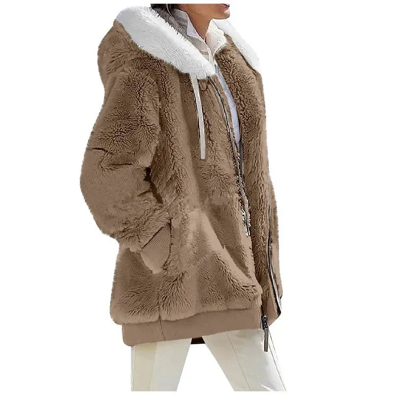 Abrigo informal con capucha y cremallera para mujer, chaq...