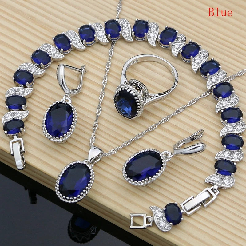 Conjunto de joyas de plata 925 Natural para mujer, pendie...