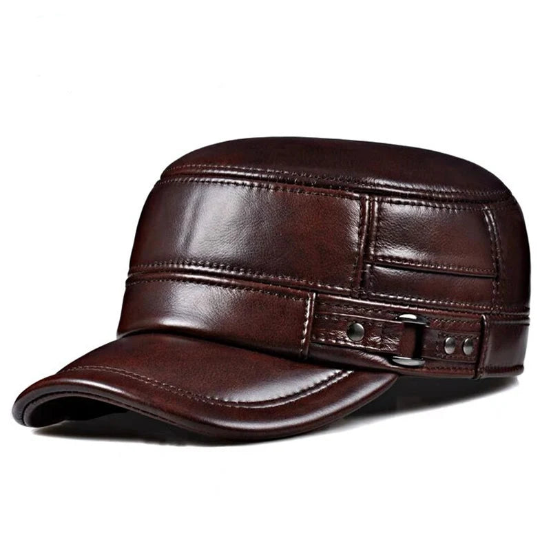 Gorra Cuero Invierno LKSORLI - Cálida Elegante Militar Vintage - Corporación Turística