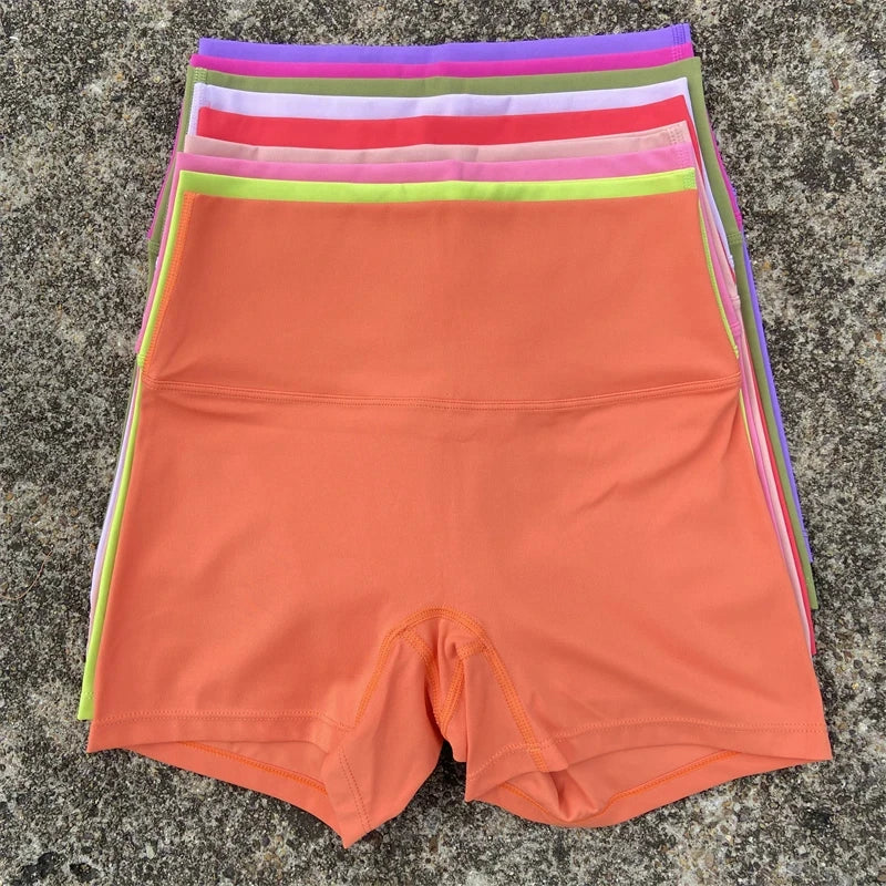 Sexy Color sólido mujeres Fitness deporte corto cintura alta Atlético Yoga pierna corta ciclismo entrenamiento integral correr a prueba de sentadillas - Corporación Turística