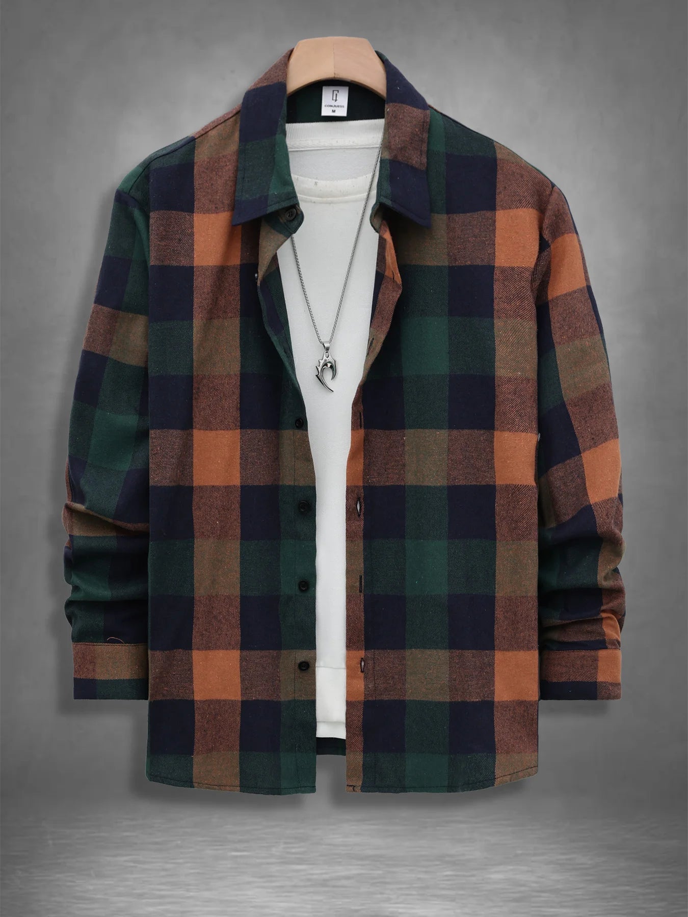 Camisa Franela Cuadros Vintage Hombre Casual Holgada Otoño