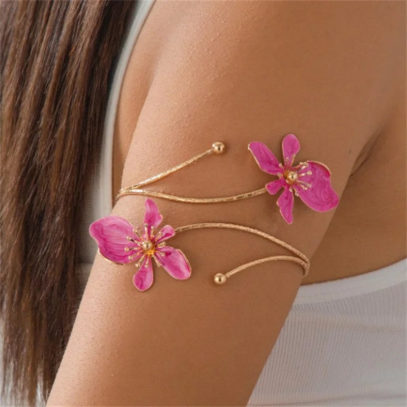 Brazalete bohemio de esmalte floral para mujer, brazalete...