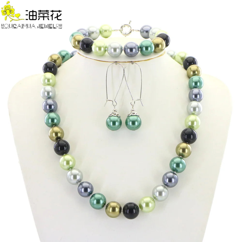 Conjunto de collar y pulsera con cuentas redondas de conc...