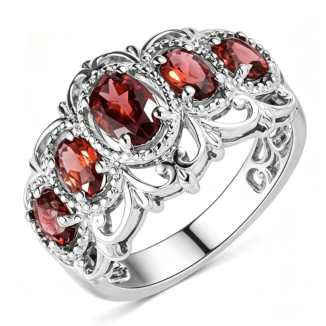 Anillo de Corona para Mujer, Estilo Corte, de Plata de Le...