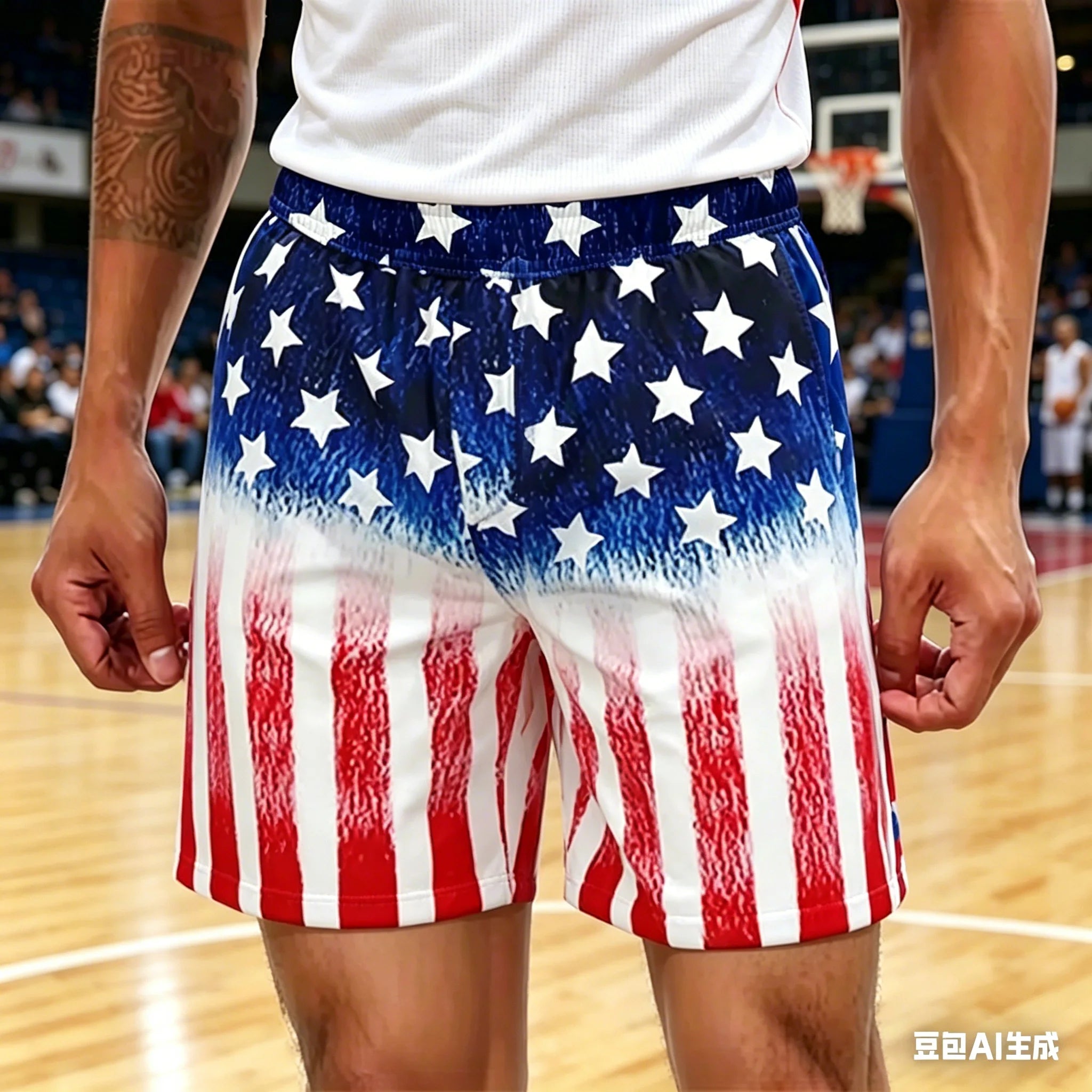 Pantalones Cortos con Rayas de Estrellas Rojas, Blancas y Azules, Pantalones Cortos Patrióticos, Pantalones Cortos de Estilo Urbano Americano, Pantalones Cortos Holgados de Verano para Uso Diario