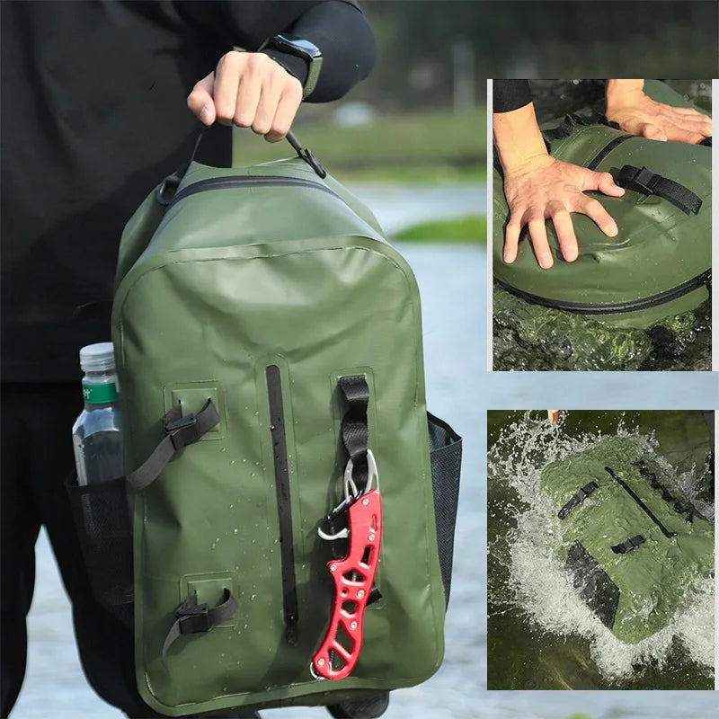 Mochila de pesca impermeable con soporte para caña, bolsa...