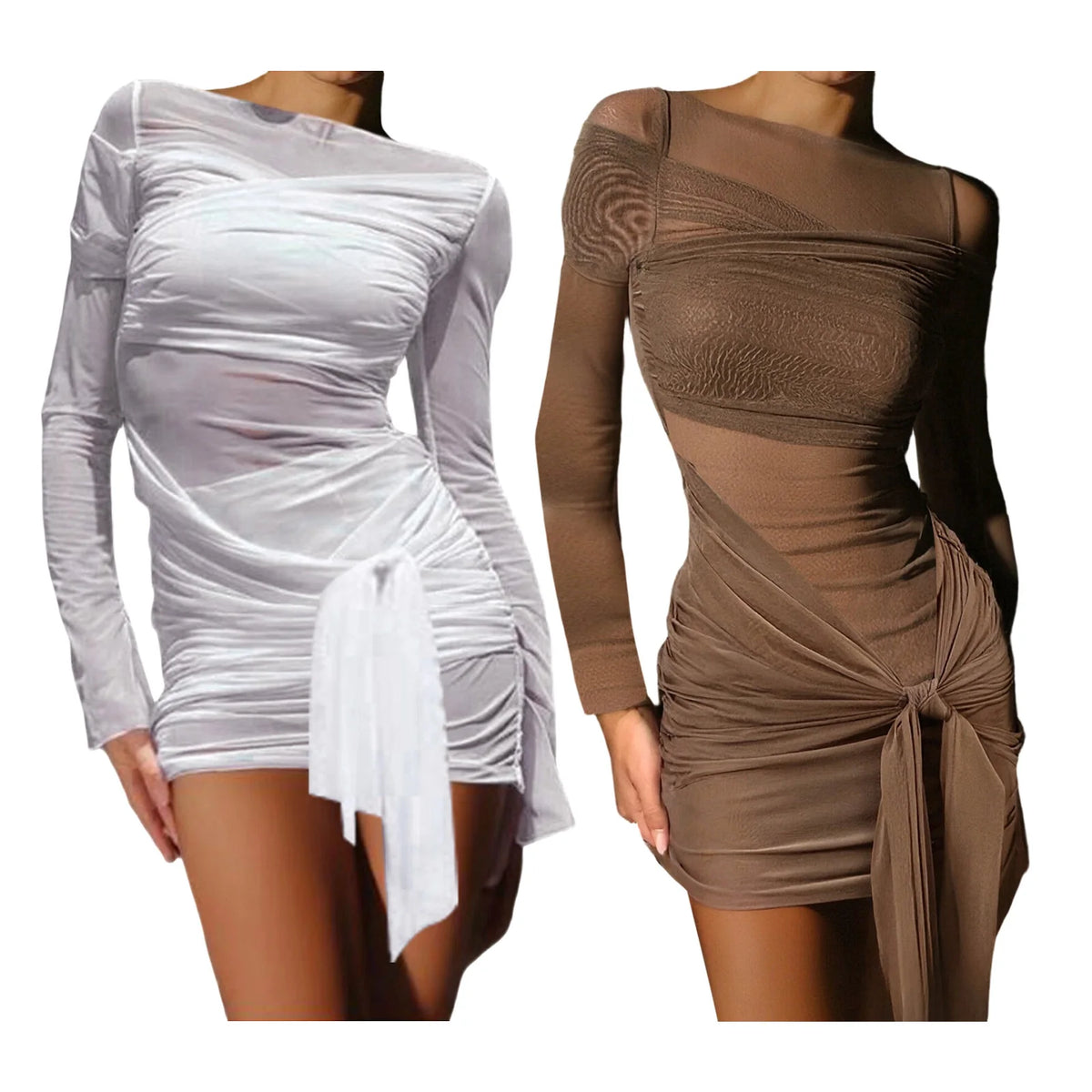 Vestido de malla transparente para mujer, minivestido aju...