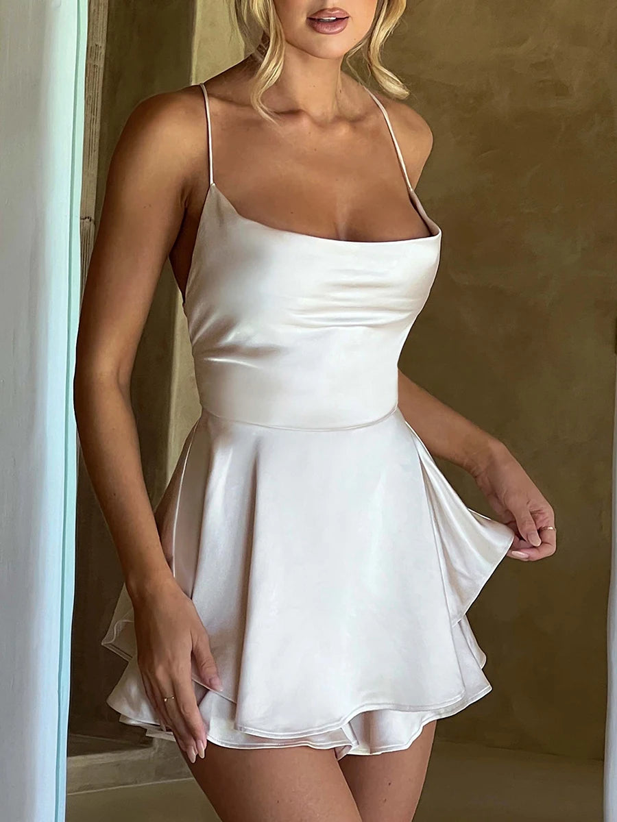 Camisones sexis de seda satinada para mujer, vestido liso...