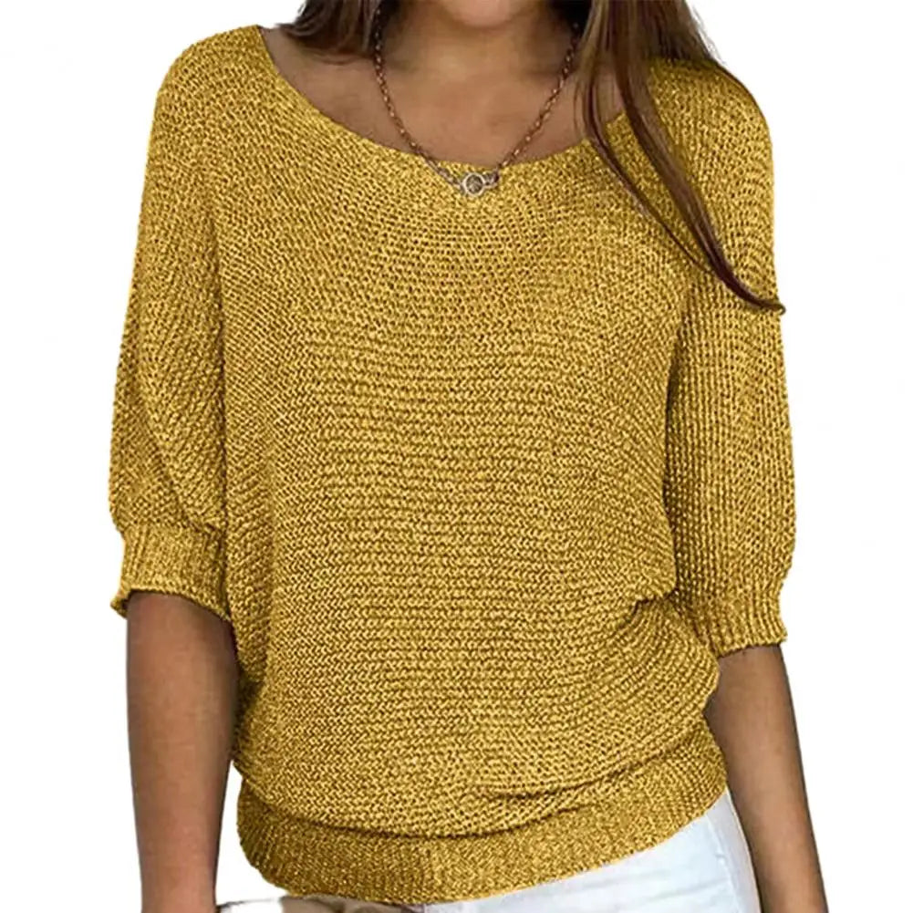 Solid color women's jersey sweater from Corporación Turística featuring a classic, cozy design perfect for casual wear.