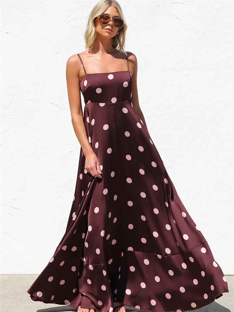 Vestido largo para mujer, vestido de tirantes finos con e...