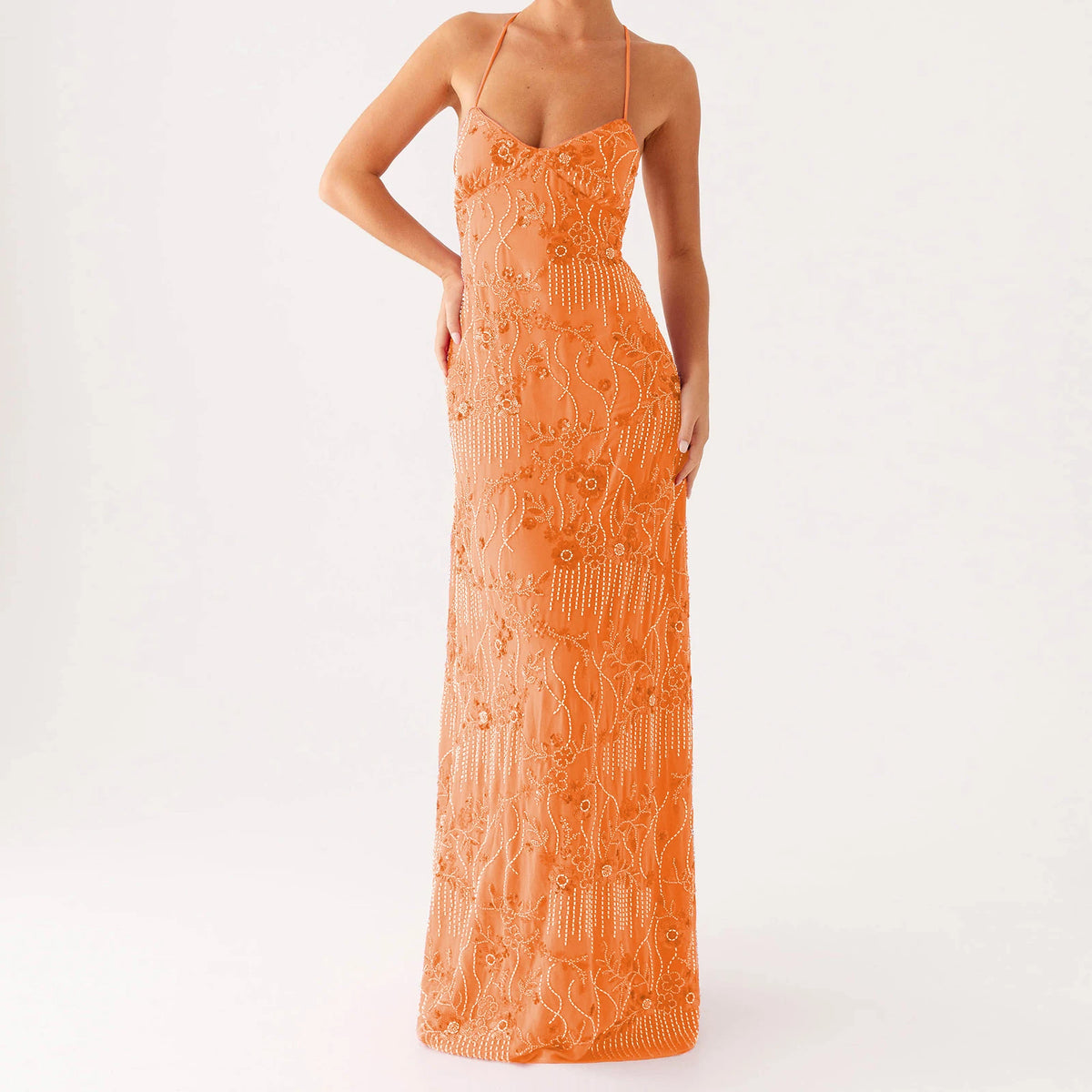 Vestidos largos elegantes con cuentas de lentejuelas para...
