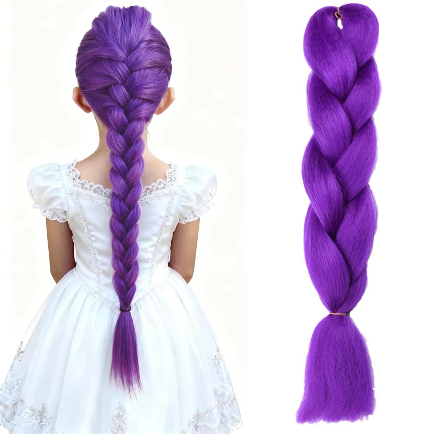 Extensiones de cabello trenzado morado largo sintético de...