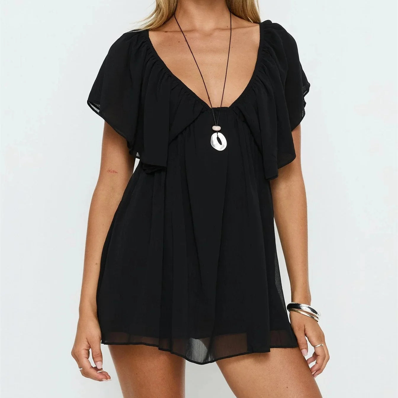 Vestido de Verano para Mujer, Mini Vestido Casual con Vol...