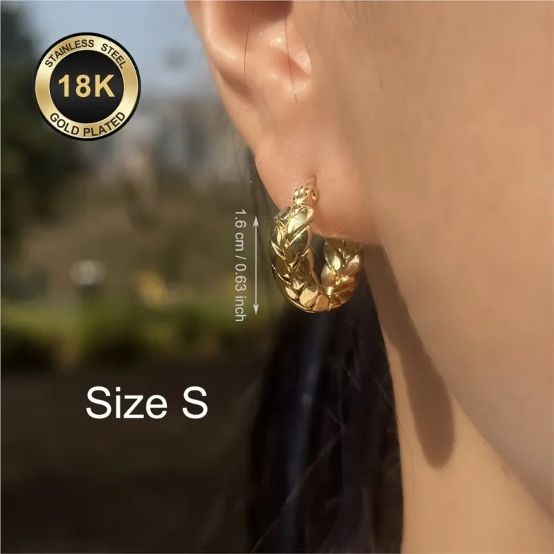 Pendientes de Aro de Acero Inoxidable Chapados en Oro de ...