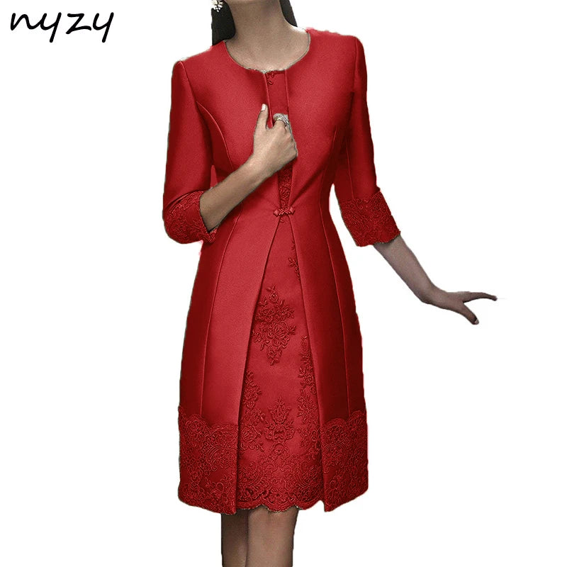 Vestido Encaje Verde Oscuro 2 Piezas Chaqueta Madre Novia Talla Plus