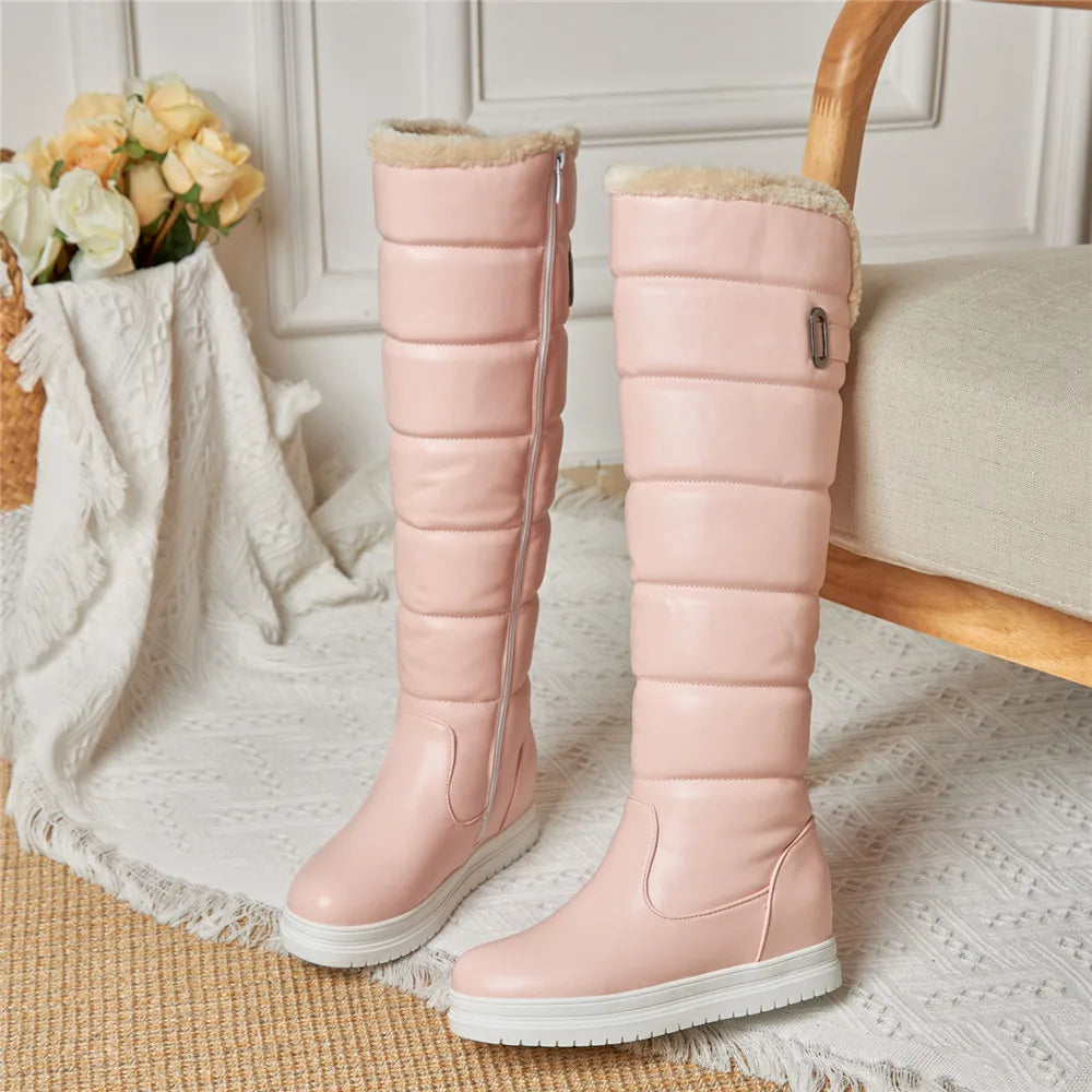 Botas de nieve blancas y rosas cálidas para Mujer, zapato...