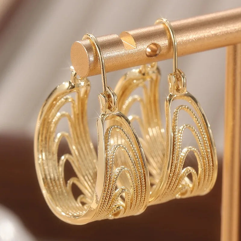 Pendientes Colgantes de Color Dorado para Mujer, con Patr...