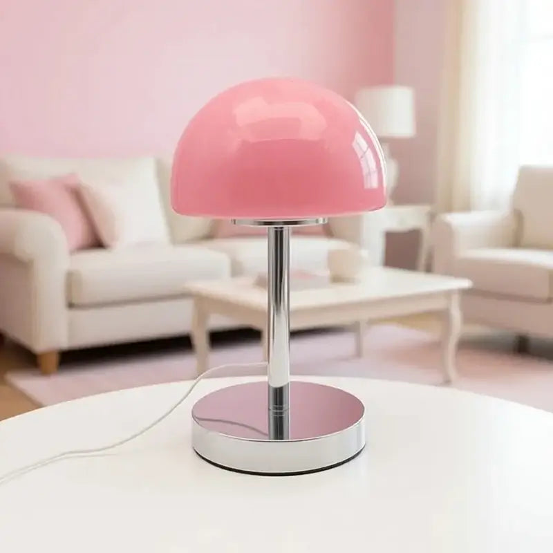 Lámpara de mesa de cristal con cúpula de seta, base de co...