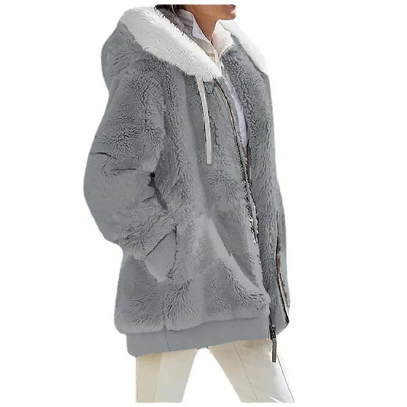 Abrigo informal con capucha y cremallera para mujer, chaq...