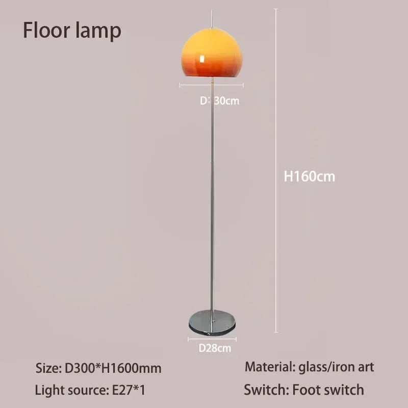 Lámpara de pie retro de cristal naranja con LED, estilo h...