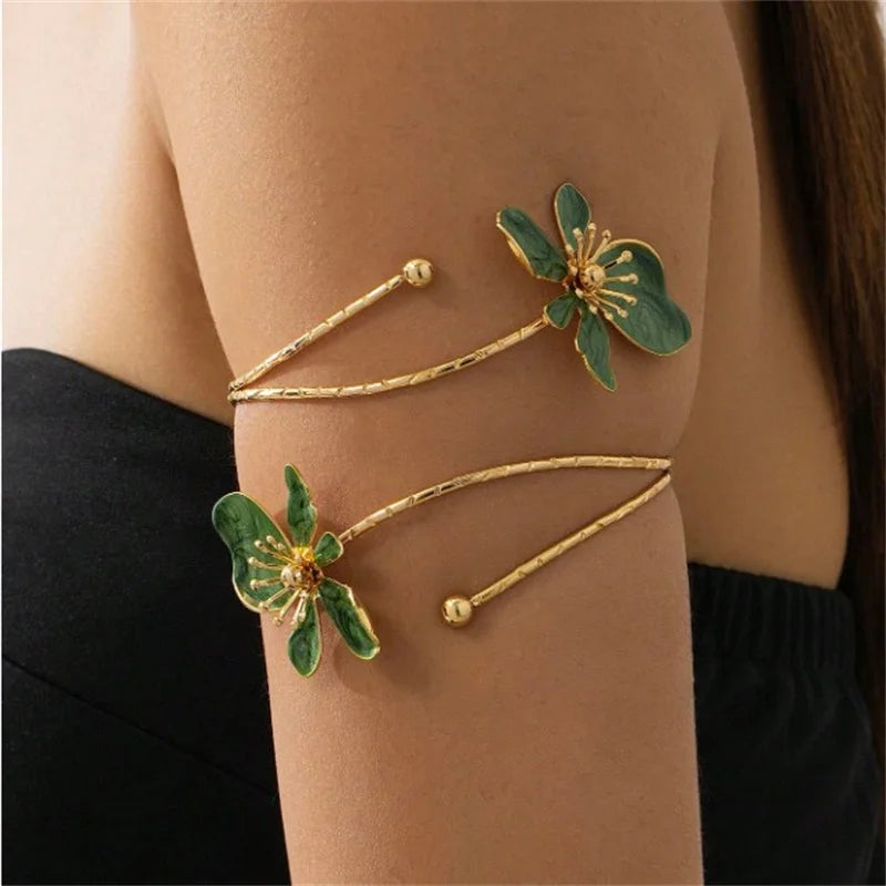 Brazalete bohemio de esmalte floral para mujer, brazalete...