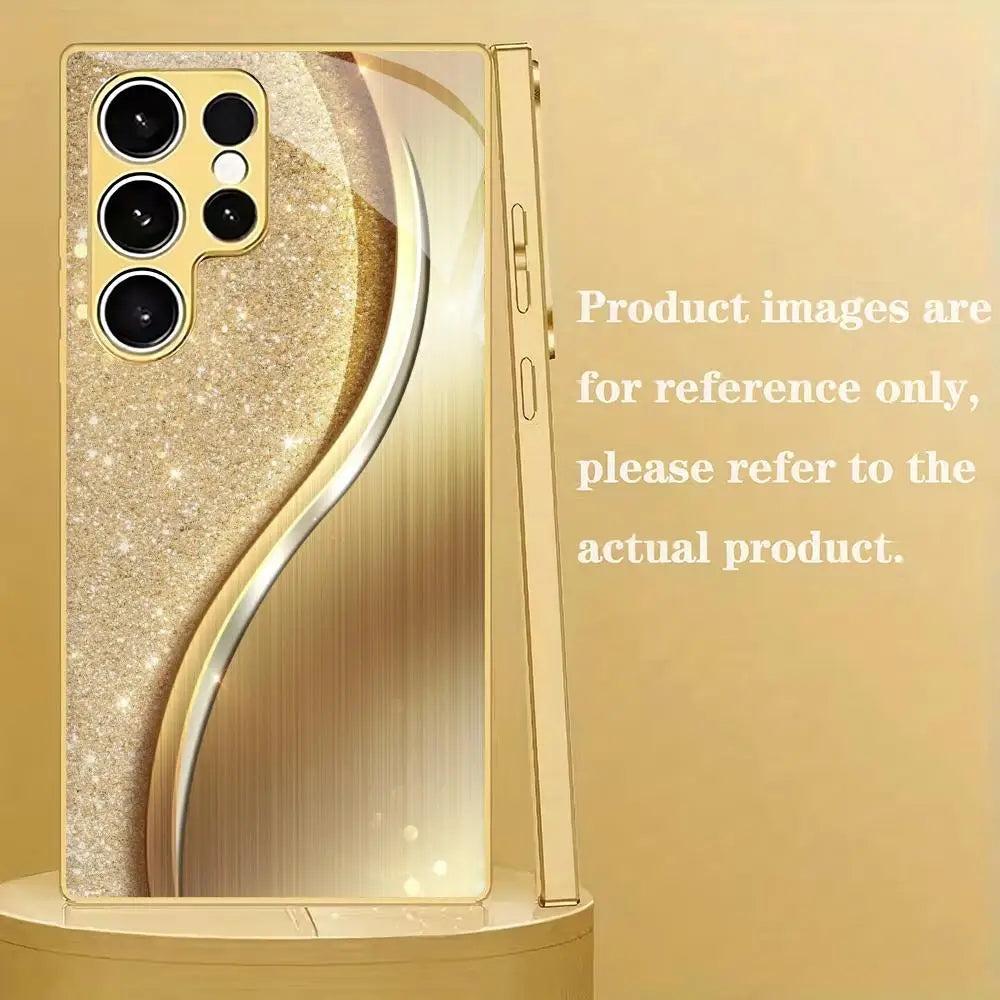 Gold-plated glass textured phone case by Corporación Turística, featuring a stylish, durable design for modern smartphones.