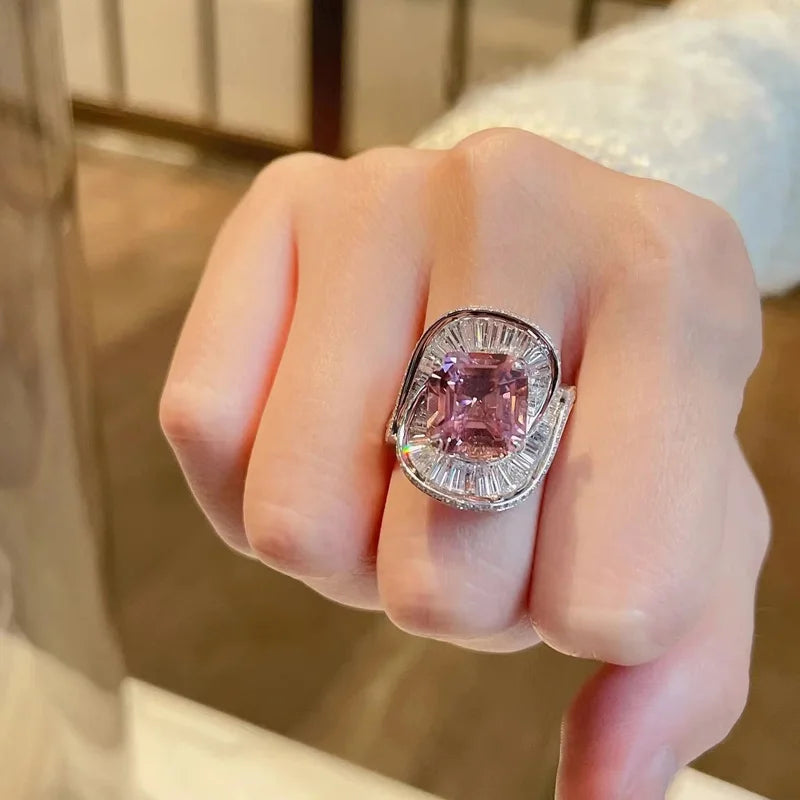 Dijes de cuarzo rosa, anillos de flores de boda, joyería ...