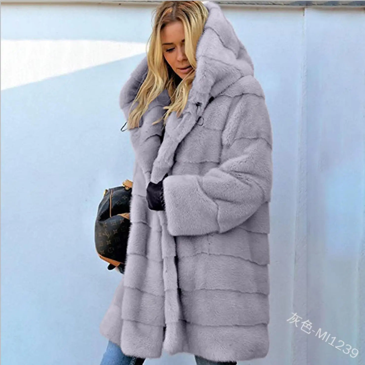Abrigo cálido de piel sintética para mujer, sudaderas con...