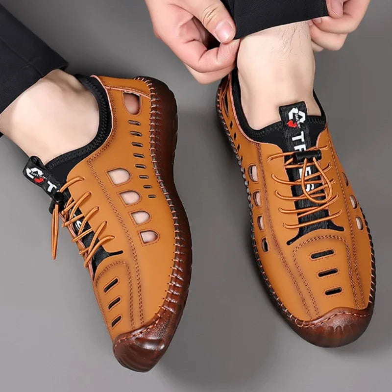 Sandalias de cuero suave para hombre, zapatos informales ...